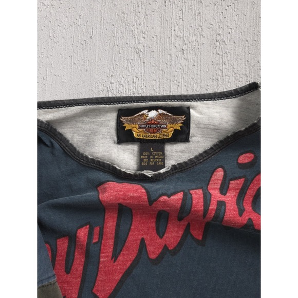 Vintage 2000s Y2K Harley-Davidson Motorcycles AOP Long Sleeve T-shirt L Biker - Picture 5 of 11